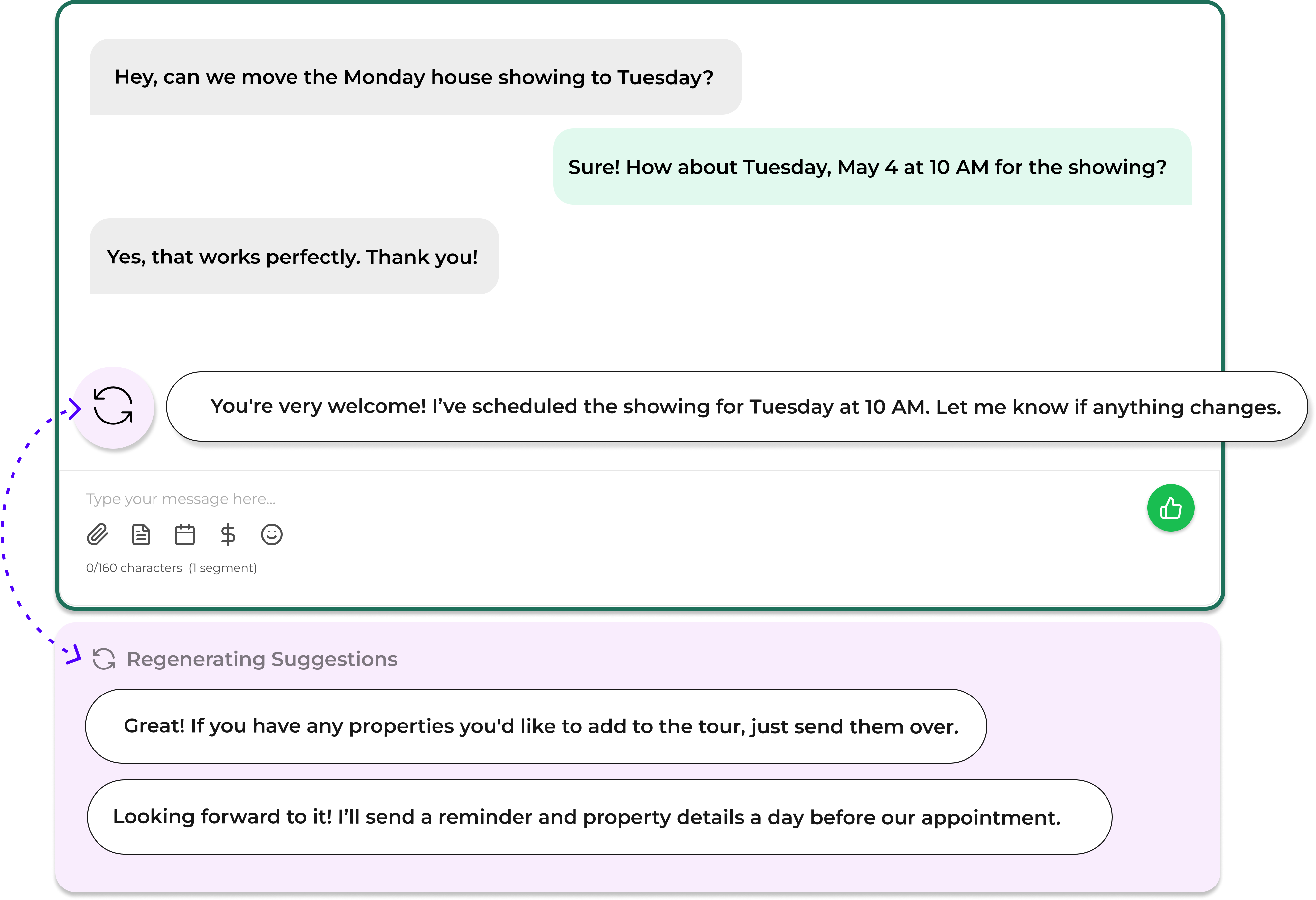 AI suggested messages